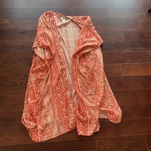 Coral open front kimono